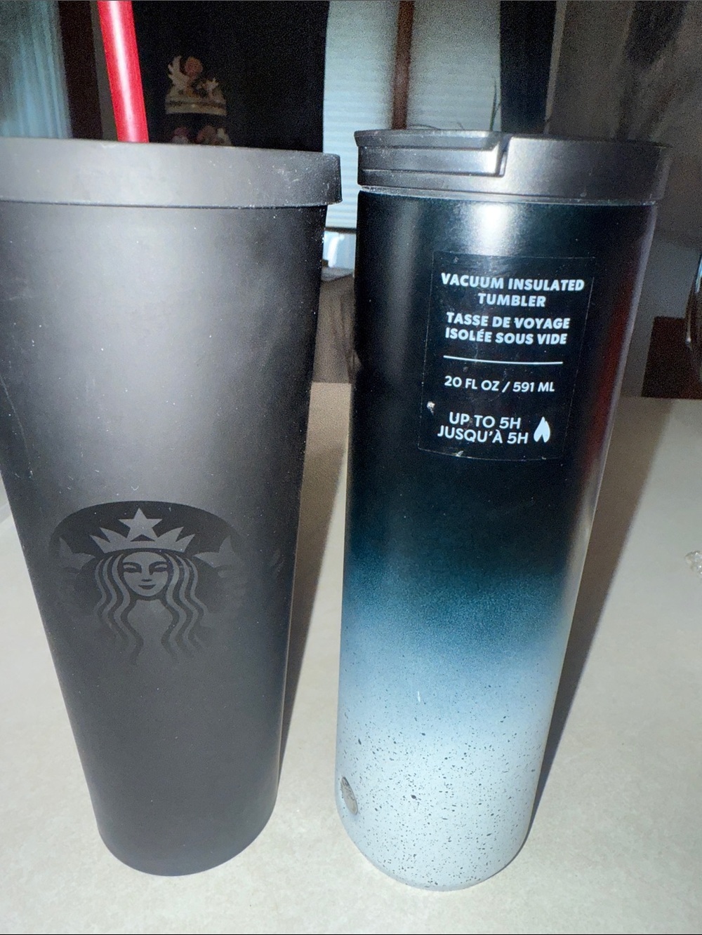 Starbucks Black Matte Tumbler & Blue Ombre Vacuum Insulated Tumbler Set